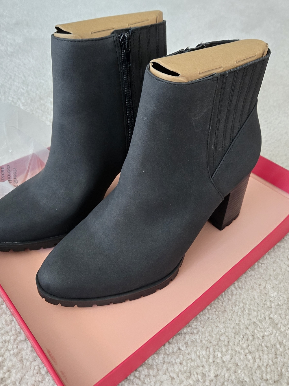 Women's Black Heeled Ankle Boots - Sleek Side Zip Booties